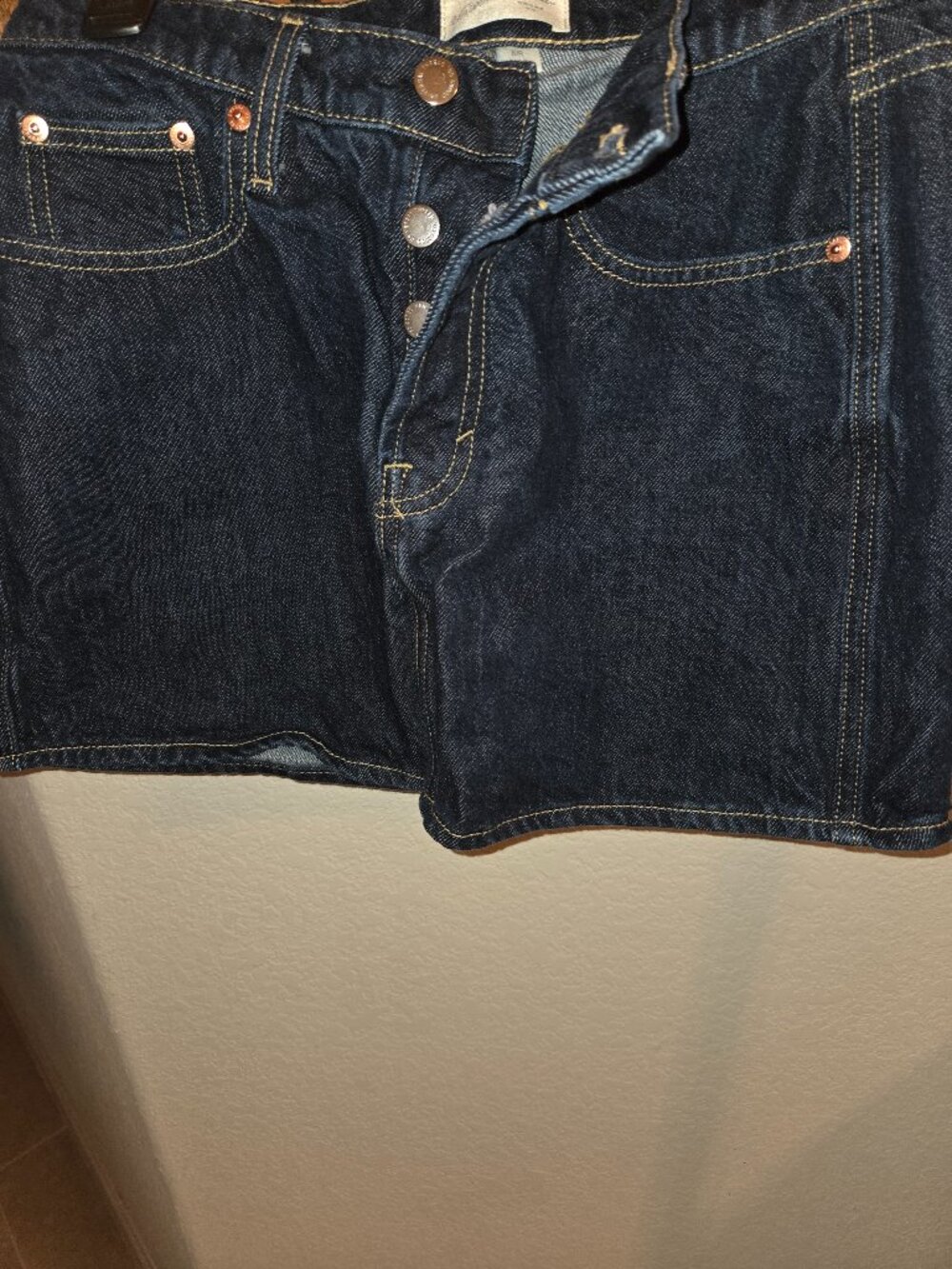 Button Fly Denim Skirt